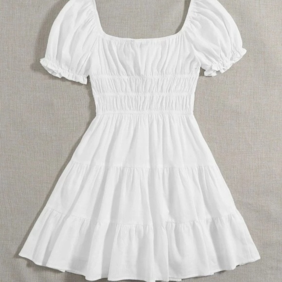 SHEIN Dresses White Ruched Dress Poshmark